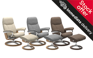 *STOCK OFFER* Stressless Consul Signature Base Chair & Stool detail page