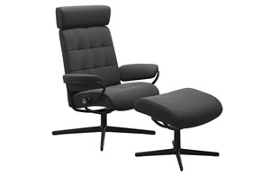 Stressless London Cross Base Chair and Stool with Adjustable Headrest detail page