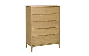 Ercol 3284 Rimini 6 Drawer Tall Wide Chest detail page