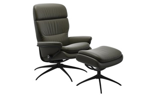 Stressless Rome Star Base Chair and Stool with Adjustable Headrest detail page