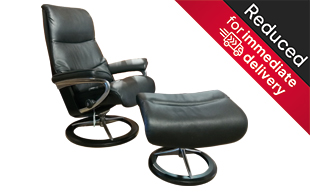 Stressless View Medium Chair & Stool with Signature Base detail page